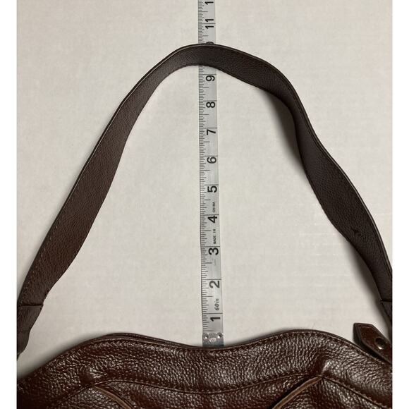 Womens Shoulder Bag Purse Nyla Noor Faux Pebbled Leather Patchwork Tassel Brown - Picture 11 of 13